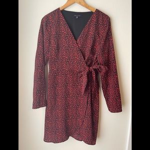 Leopard Red/Black wrap style dress